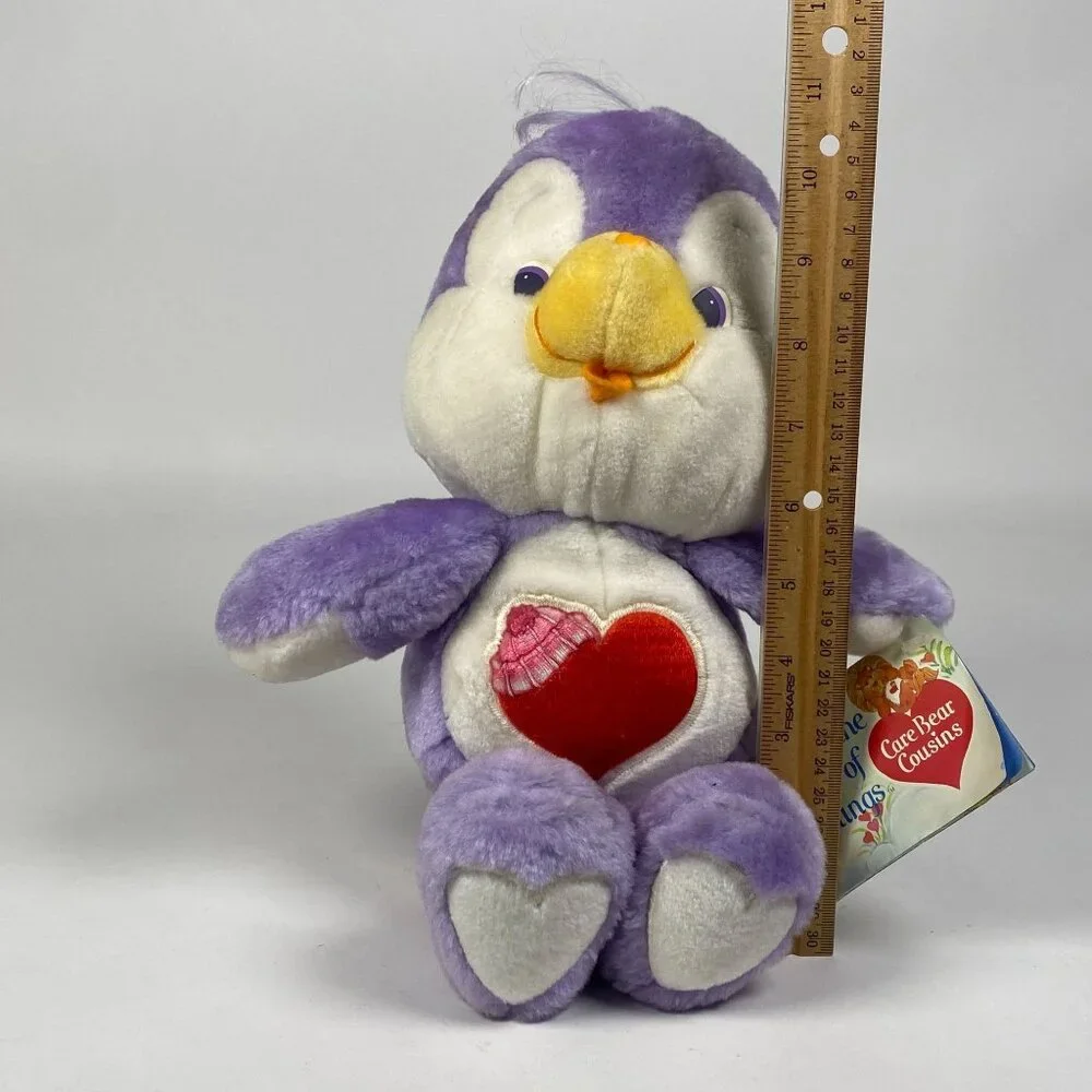 1984 Care Bear Cousins Cozy Heart Penguin Plush Stuffed Animal Kenner w Booklet